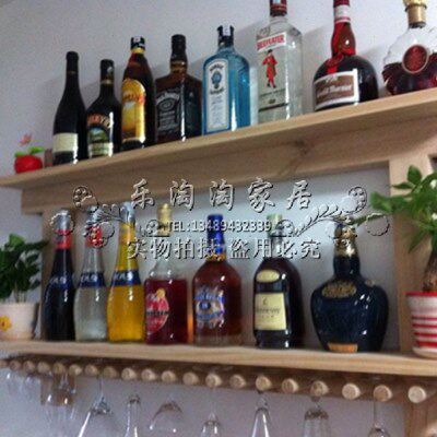 实木酒架红酒架壁挂创意餐厅挂墙酒柜格子欧式悬挂时尚吧台展示架