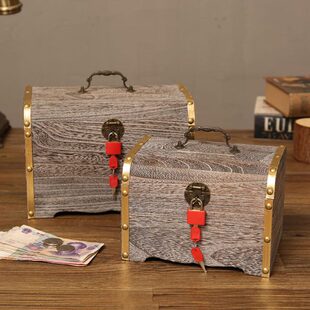 儿童存钱罐新木质出男孩储年只进钱箱送盒储蓄大号生日礼物不女孩