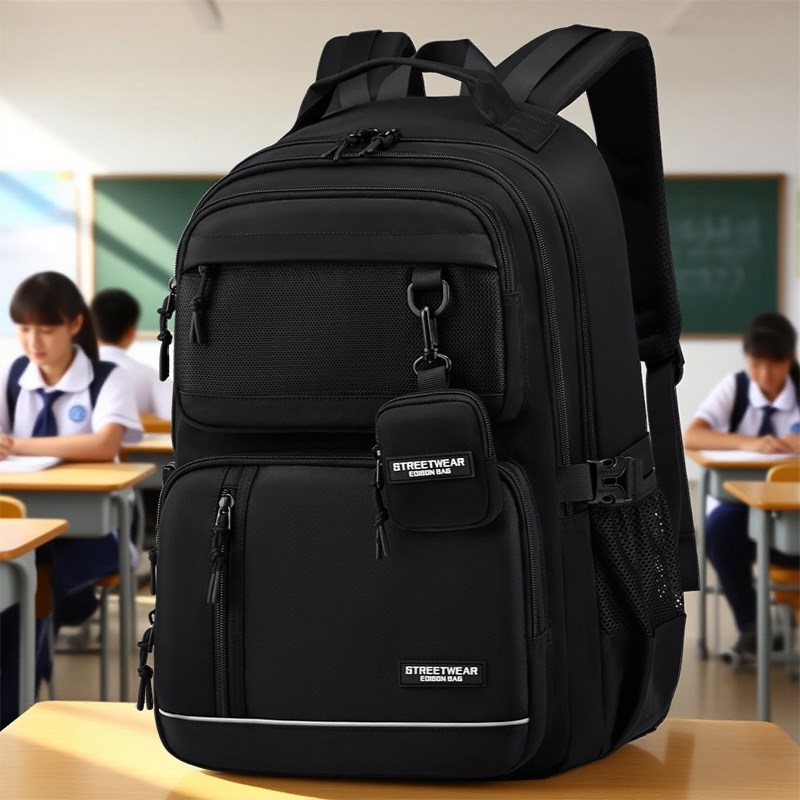 Edison爱迪生高中生书包大容量E反光护脊防泼水中学生双肩背包