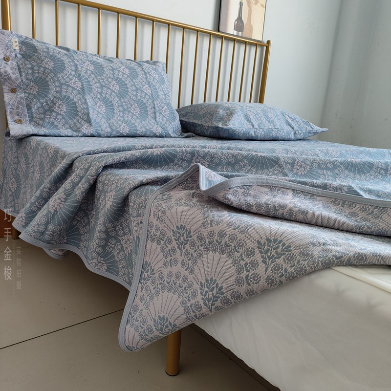 高端提花老粗布凉席加厚夏季床单三件套1.J8m床空调席子床盖软凉