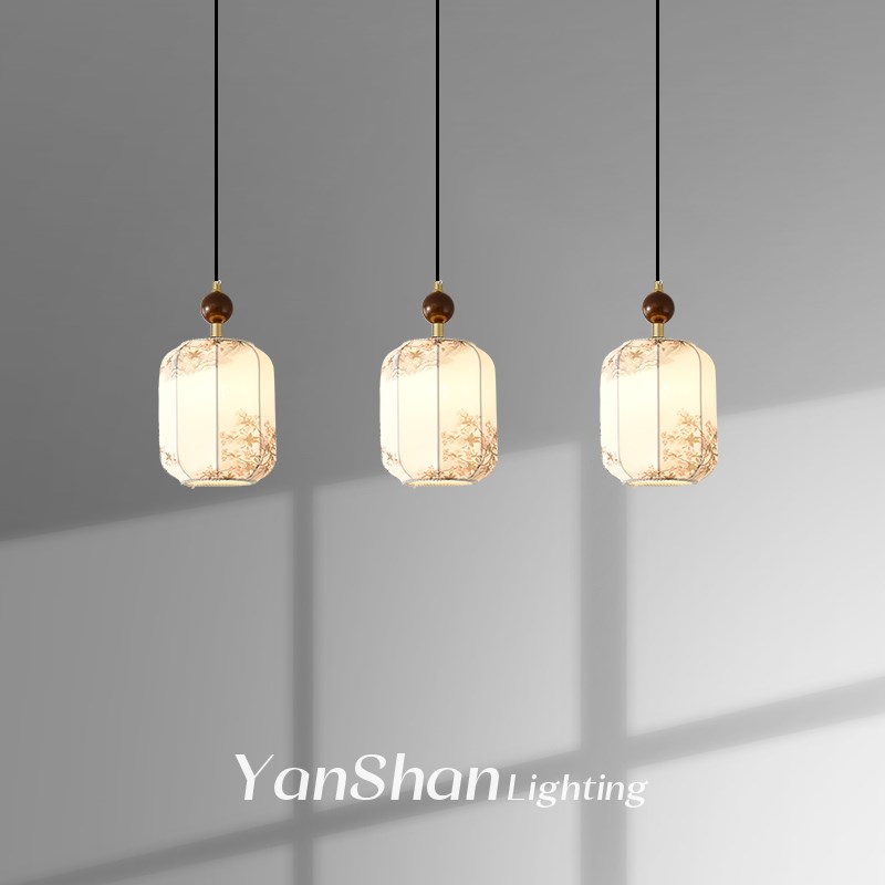 宋代美学餐厅吊灯中国风禅意餐桌吧B台灯2025年新款布艺3头饭厅灯