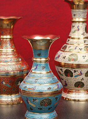 进口新款装饰干花台面肚工艺品铜2022花瓶摆件大电视柜蓝色客厅插