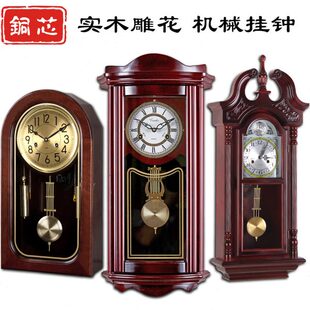 欧式大号摆钟表复古铜机芯实木挂钟老式座钟豪华钟机械大气客厅