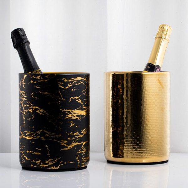 高档不锈钢冰桶鳞纹香槟桶家用红酒冰镇酒吧ktv冰酒器样板房装饰