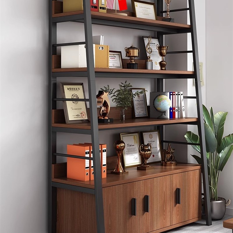 货架落地置物架一体靠墙收纳展示柜办公室多层储物柜W梯形陈列架