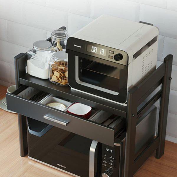 厨房微波炉置物架子带抽屉烤箱收纳可伸缩家用双层台面多功能橱柜,厨房/烹饪用具,微波炉置物架,淘宝优惠券,粉丝福利购,淘宝优惠卷
