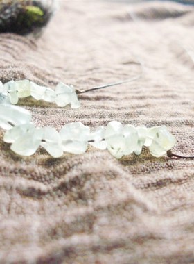 阿福家 天然葡萄石碎石手编一L线简约随意蜡绳项链