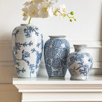 MONAZONE新中式复古陶瓷花瓶水培摆件客厅插花玄关家居插花高级感