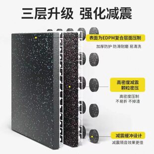 地板垫子减震力哑铃地垫地胶健身房运动功能隔音区防滑量专用橡胶