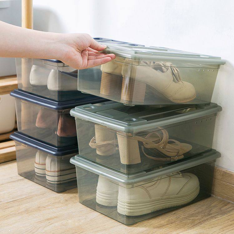 透明带盖鞋盒收纳盒宿舍塑料鞋架鞋柜防尘鞋子收纳神器放