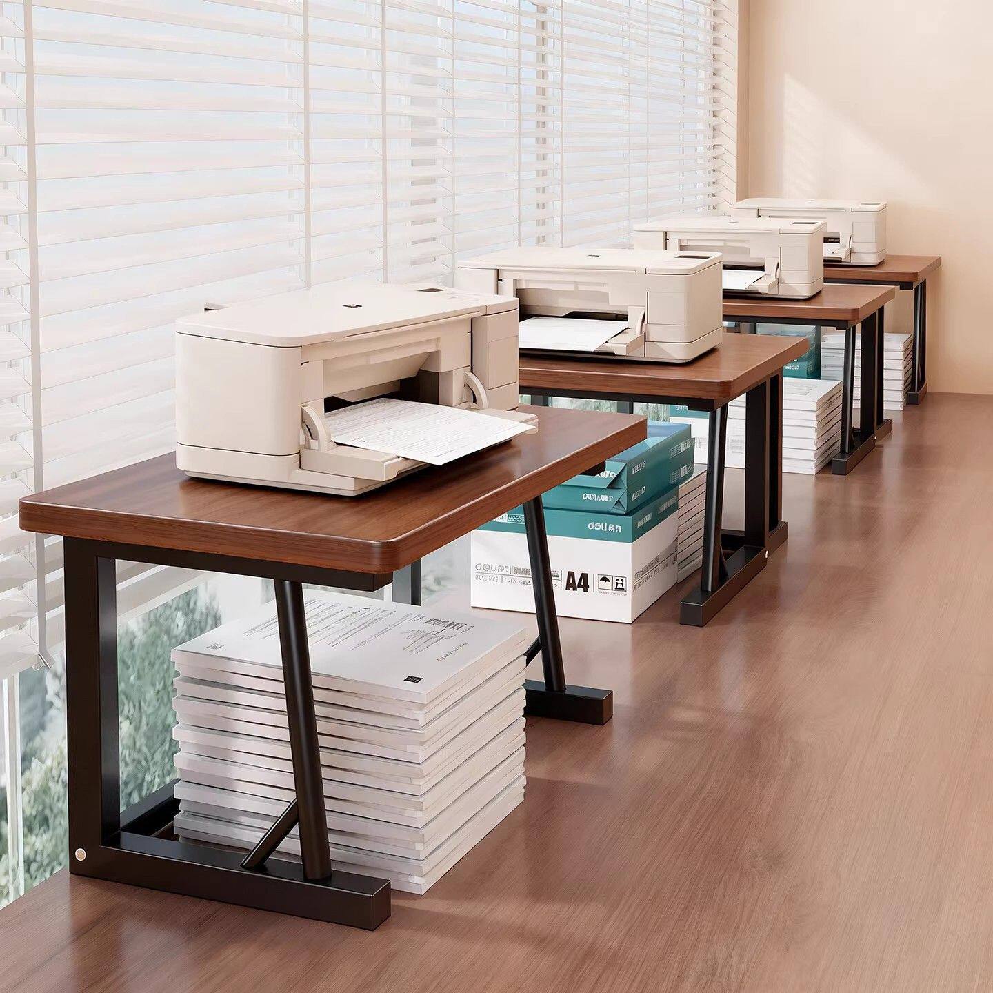 打印机置物架办公室桌面双层收纳架工位复印机架子a4纸文件放置架