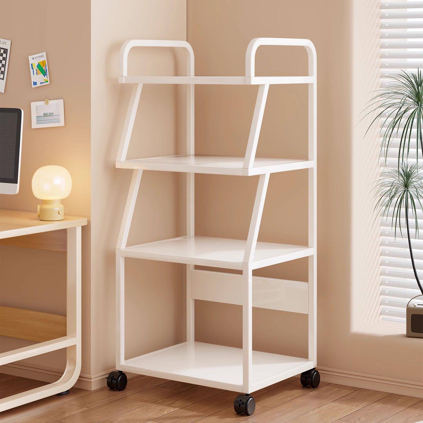 打印机架子办公室桌边多层文件置物架家用带轮电脑主机放置柜托架