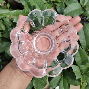 欧式风格水晶灯弯管支撑臂花形花朵玻璃碗碟蜡烛灯吊灯灯饰配件