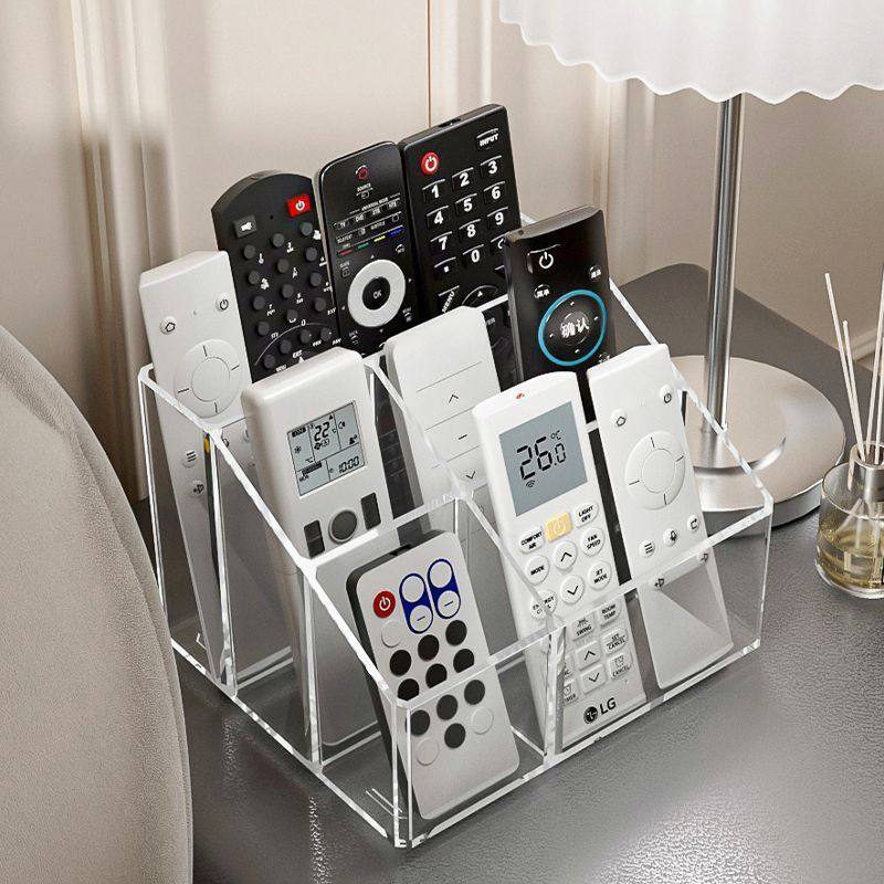 轻奢高档遥控器收纳盒客厅创意透明茶几桌面整理盒多功能分格笔筒,收纳整理,桌面收纳盒,淘宝优惠券,粉丝福利购,淘宝优惠卷