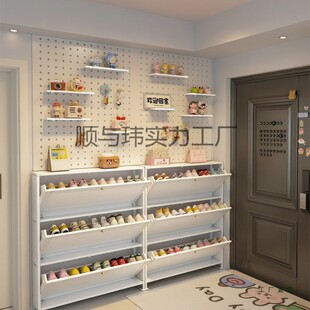 超薄翻斗式鞋柜钢制入户玄关柜壁挂落地一体大容量小型储物收纳架