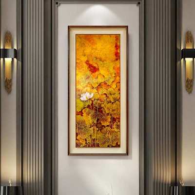 厂家直销新中式装饰画客厅书房玄关荷花挂画《蒲塘秋影》铜板画