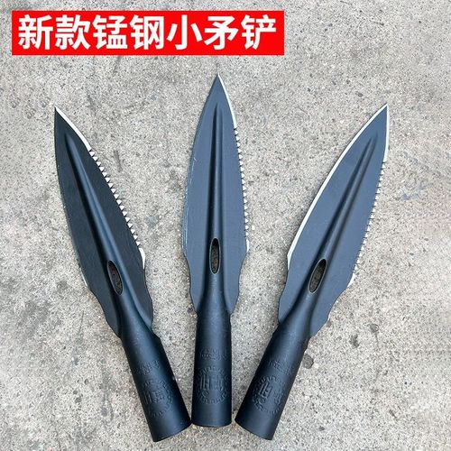 户外尖铲子多功能矛头锰钢一体长矛开山锯齿矛铲祖鲁枪挖野菜铁铲