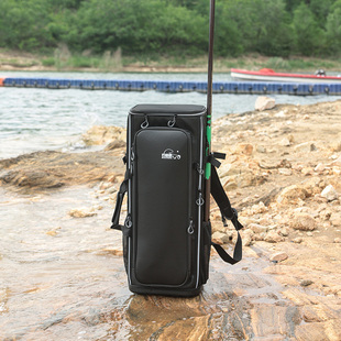 多功能路亚双肩背包加厚硬壳渔具收纳包便携鱼竿包大容量钓鱼椅包