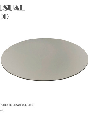 现代简约欧式轻奢银色镜面金属圆形托盘摆件样板房售楼处软装饰品