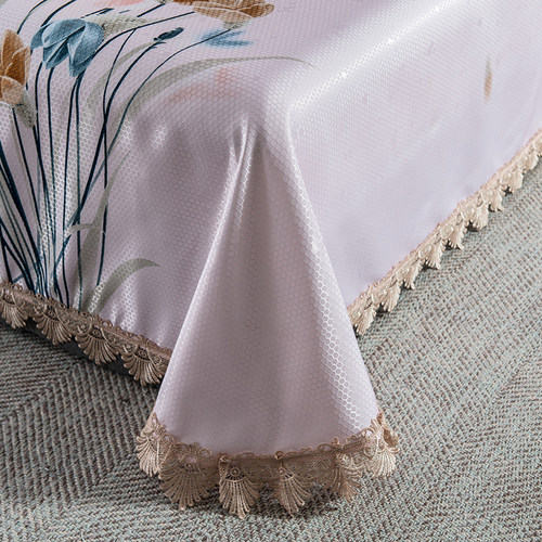 夏天冰丝凉席三件套床单可水洗机洗软席折叠蕾丝花边空调席子家用