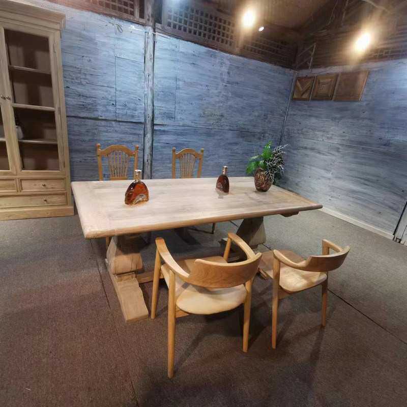外贸实木餐桌老门板办公桌艺术展台多场景应用民宿家具展示桌中岛