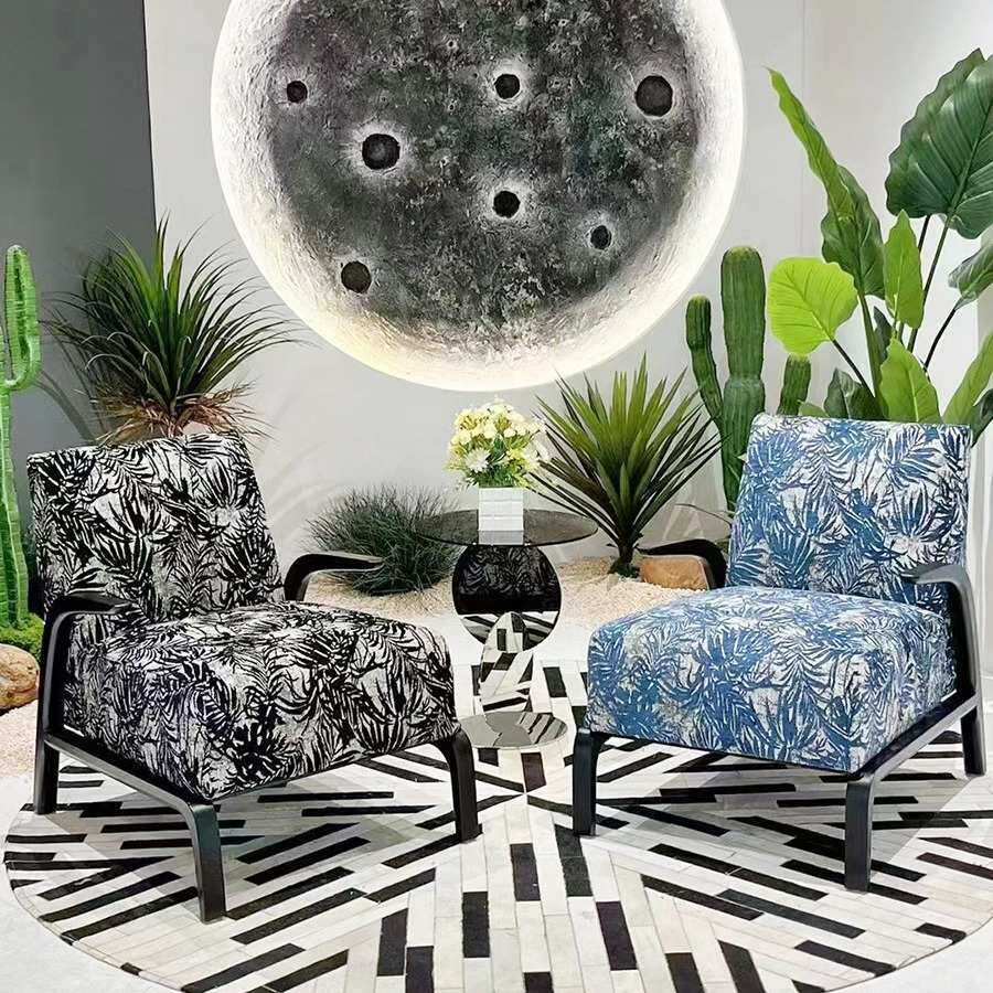 意式极简休闲椅布艺棉麻设计师单人沙发客厅卧室阳台沙发家用椅子