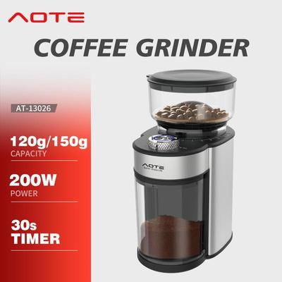 AOTE全自动咖啡豆研磨机咖啡磨豆机不锈钢小型电动coffeegrinder