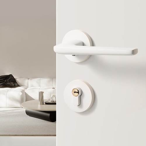 ft卧室白色门锁室内磁吸静音分体极简门把手房间实木木门家用房门