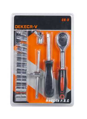 工厂直销18pc E型套筒 +滑杆新款双泡壳