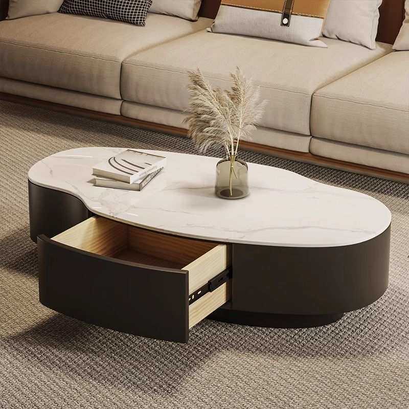 客厅现代简约2025茶几桌小户型芒果家用轻奢感高级岩板异形新款