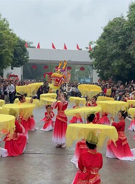 倩影龙吟幼儿园儿童学生舞蹈伞走秀开场舞舞龙仙气流苏纱幔绸布伞