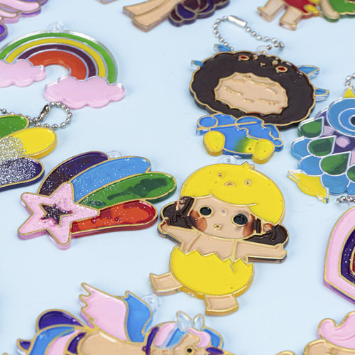 diy儿童手工3D立体胶画免烤玻璃水晶女孩画涂色颜料填色萌宝沙画