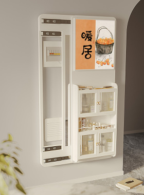现代多功能实木墙饰创意简约电表箱装饰画遮挡箱弱电箱壁挂置物架