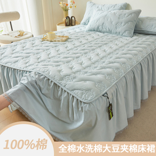 单件全棉床单防尘床垫防滑三件套床罩 床裙款 夏季 纯棉床盖2024新款