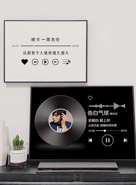 网红周杰伦黑白歌词电表箱装饰画遮挡配电弱电箱盖面板免打孔挂画