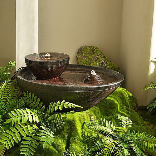 玻璃钢流水摆件客厅循环水落地装饰商场酒店橱窗景观办公室造景