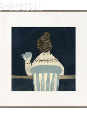 网红 丘山生活个人时光北欧小众艺术挂画人物插图装饰画文艺组合