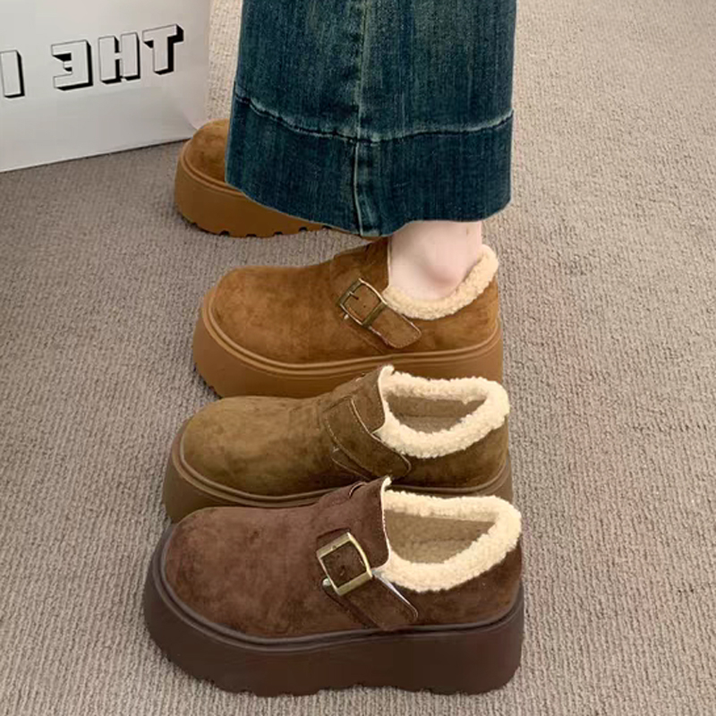 复古潮流金属搭扣加绒保暖勃肯鞋