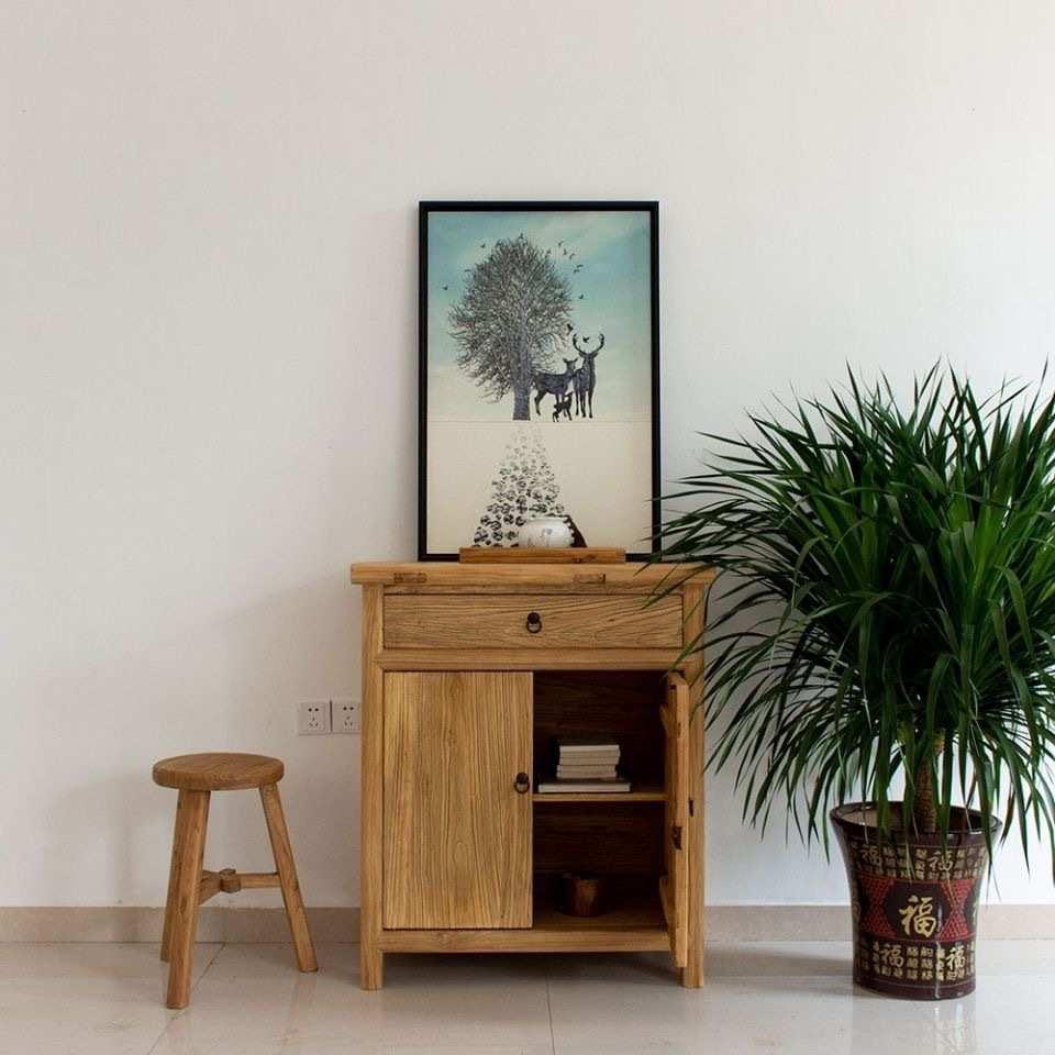 老榆木餐边柜风化板实木储物柜玄关柜客厅柜子家用茶水柜