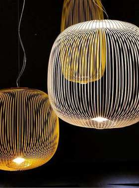 后现代白色金色大蜡烛笼子led餐厅吊灯高级北欧简约卧室床头灯