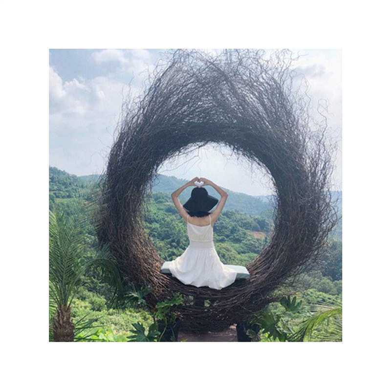 网红打卡拍照藤编秋千爱心鸟巢个性编藤座椅民宿景区打卡摆拍吊椅