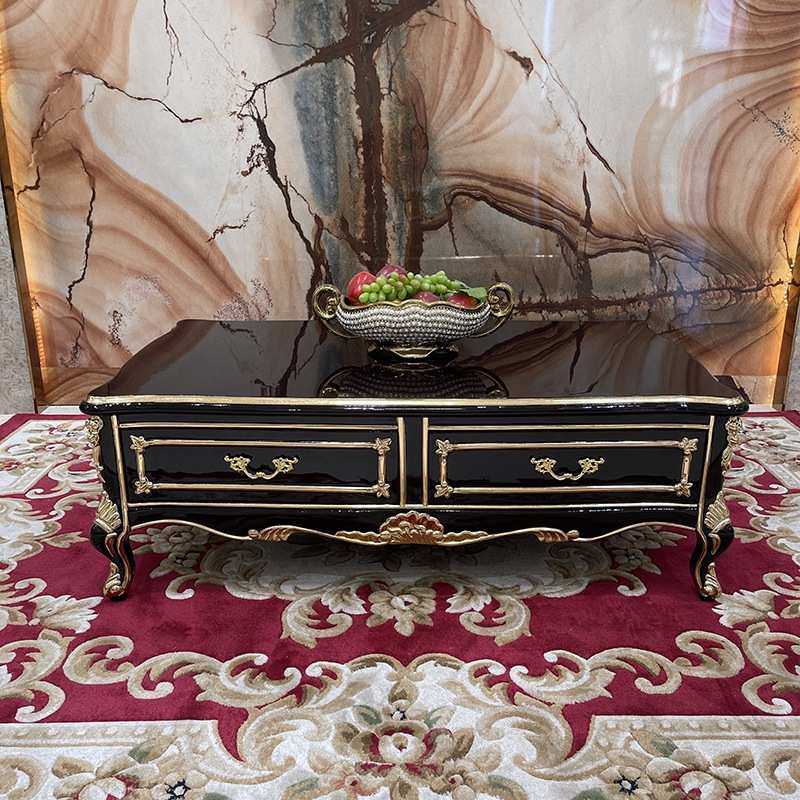 锐森贵族 法式实木大茶几 欧式雕花大茶桌 小户型茶台客厅家用