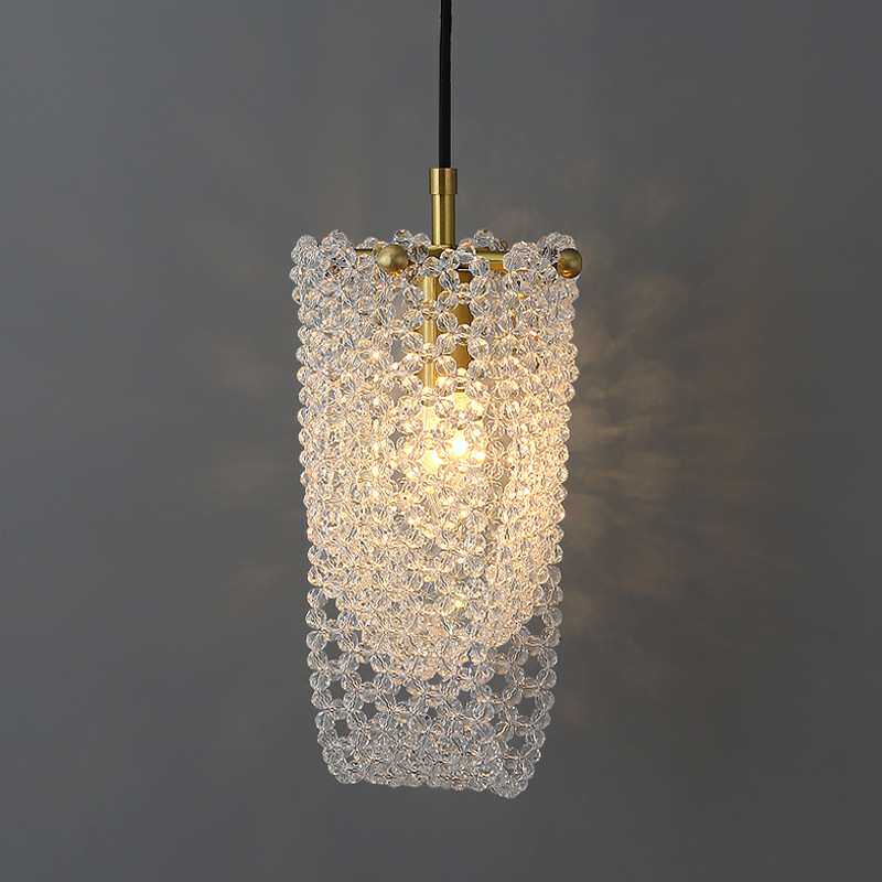 全铜珠帘水晶吊灯轻奢法式流苏造型卧室床头氛围灯餐厅吧台吊灯