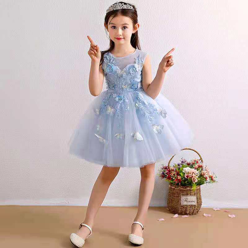 儿童礼服公主裙女童蓬蓬纱花童钢琴演出服小主持人走秀晚礼服夏