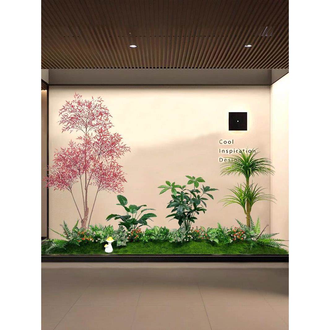 仿真绿植景观造景组合室内店铺玻璃橱窗庭院场景布置植物装饰假树