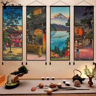 日式风情布艺挂画居酒屋装饰画卧室餐厅书房挂毯宿舍背景墙布挂布