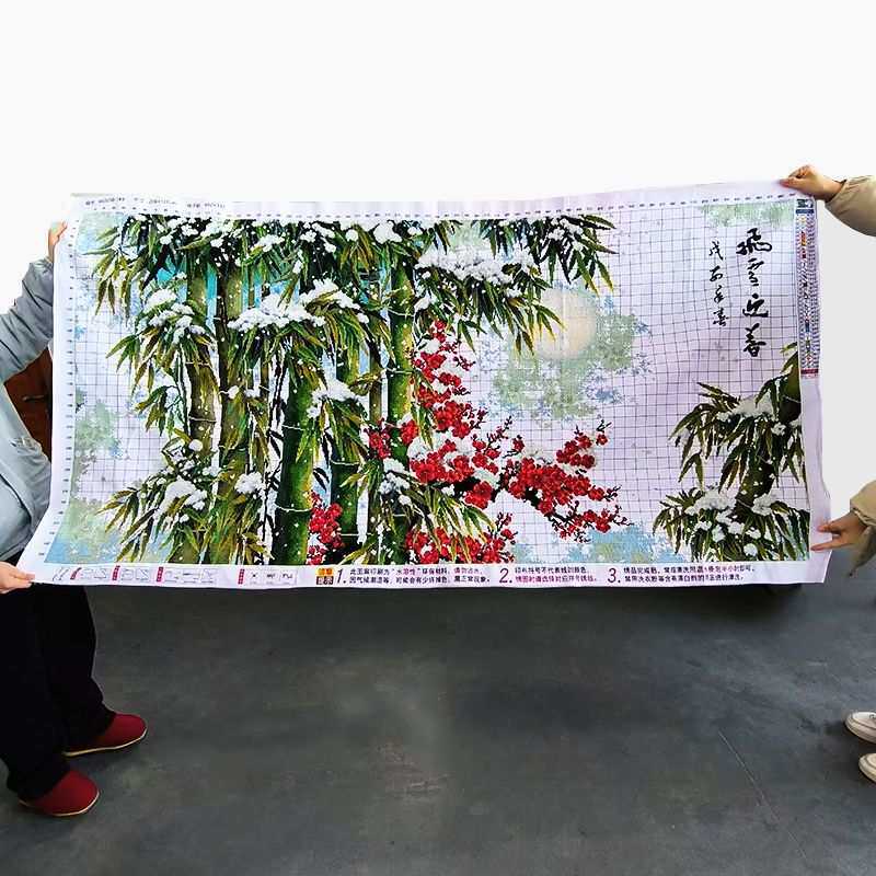 飞雪迎春十字绣成品不带框纯手工出售已绣好2025新款客厅高端花卉