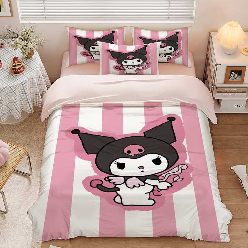 夏季库洛米冰丝四件套凉感北欧极简可水洗透气卧室床品四件套