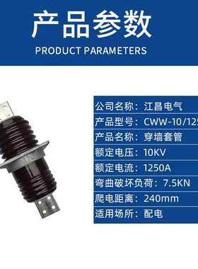 穿墙套管CWW-10/1250A户外高压陶瓷防污型穿墙套管