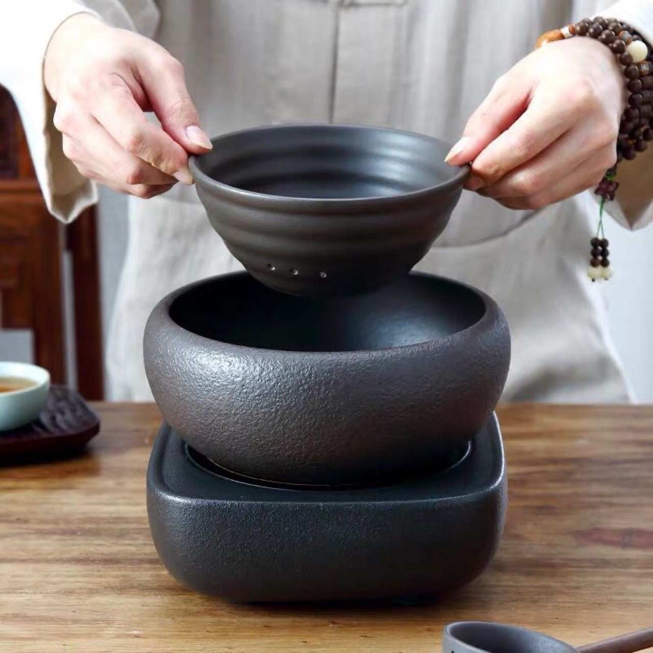 陶瓷柴烧煮茶碗烧水陶器煮茶器陶壶日式复古干泡碗炭炉电陶炉明火